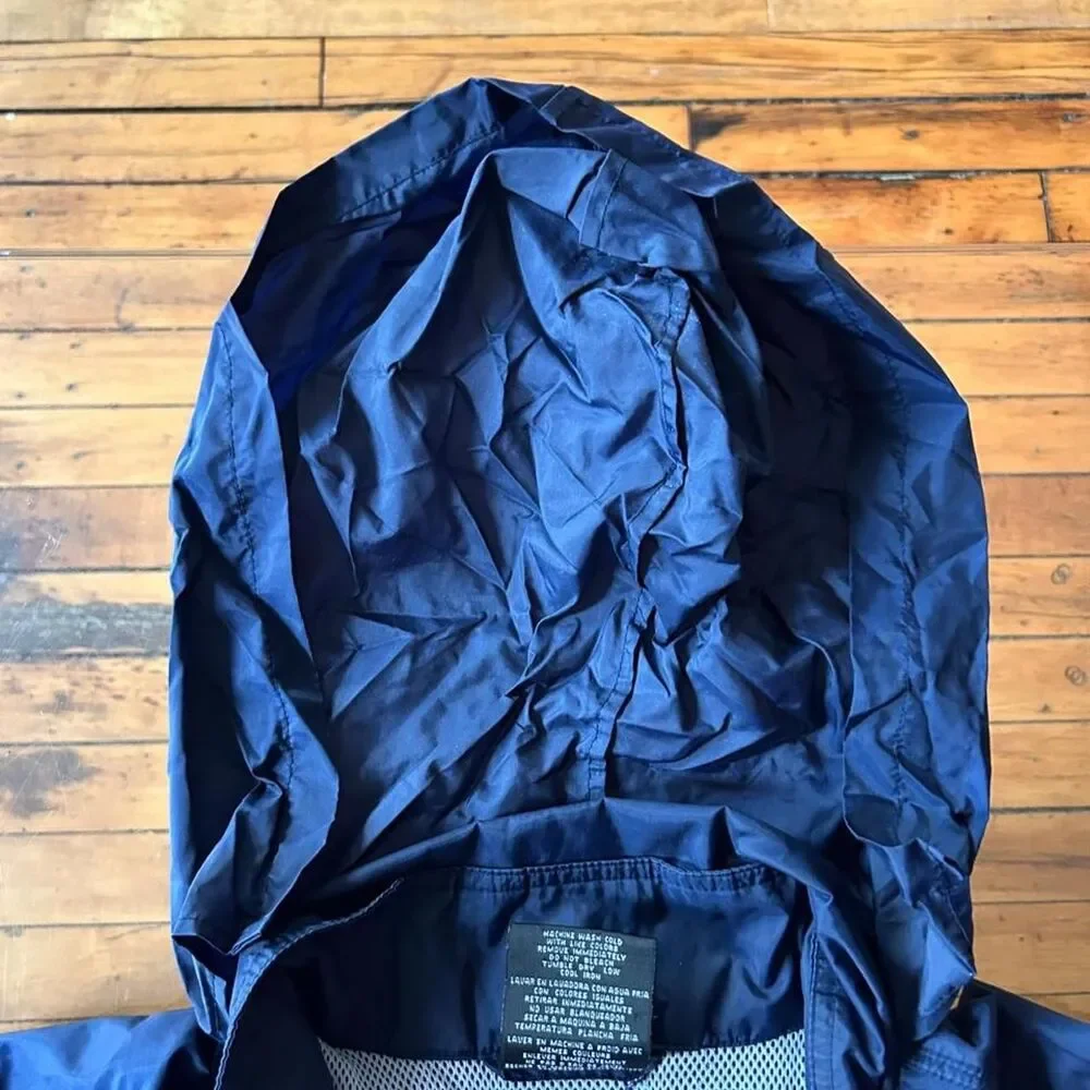 Vintage 90s Adidas Windbreaker Jacket Navy Blue Yellow Full Zip XXL